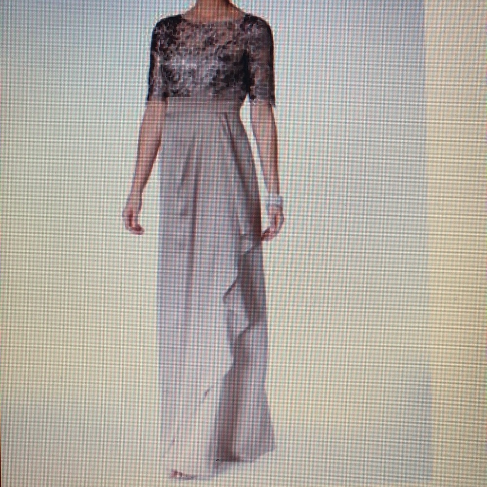 Adrianna Papell Floral Sequin Embroider Drape Gown - Picture 9 of 9
